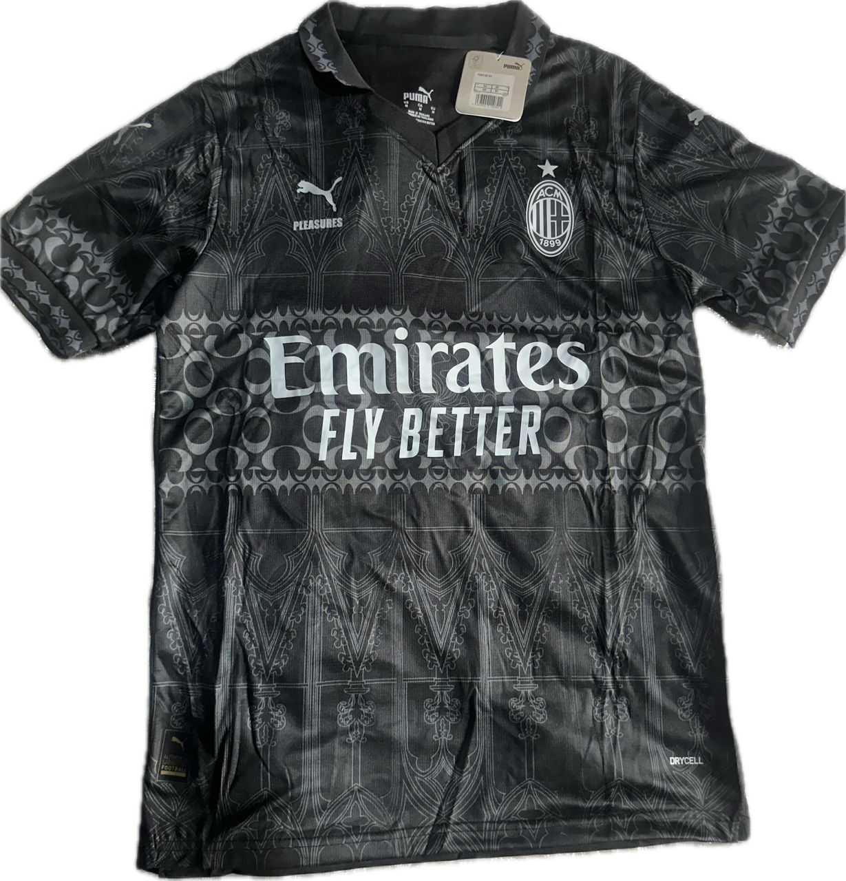 ⚫🔴 AC Milan Jersey – Black (Collar Neck) | Size Medium