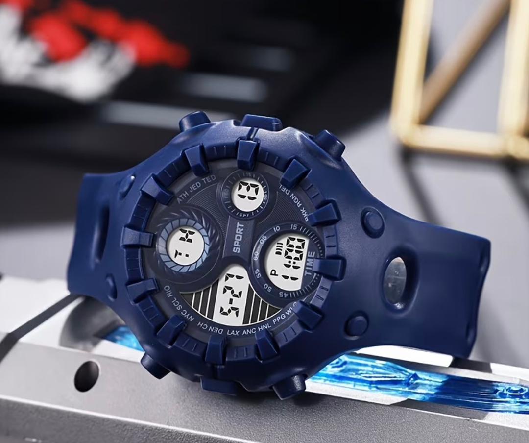 Tactical Multi-Display Rugged Sports Watch – Navy Blue