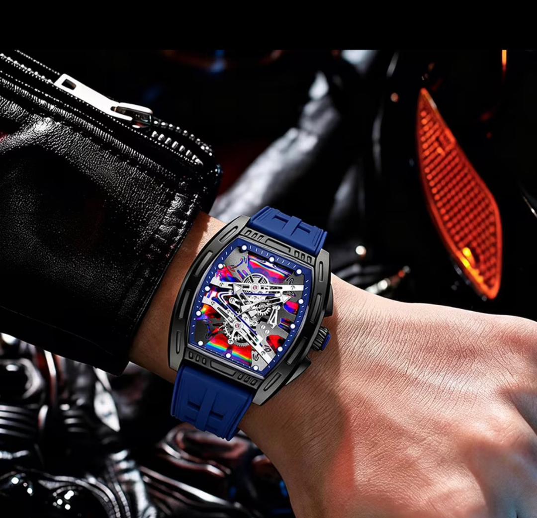 Apex Cyber-Skeletal Tonneau Sports Watch – Cobalt Blue