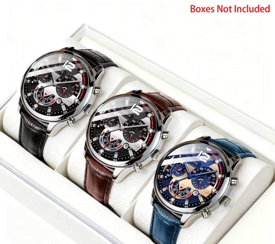 Geneva Executive Chrono-Style Men's Watch Bundle (3-in-1 Combo)