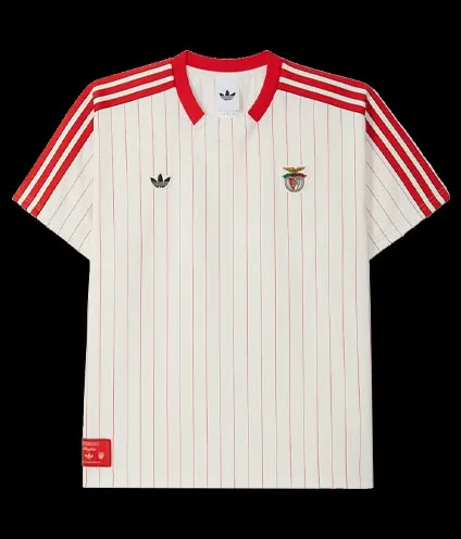 SL Benfica White Pinstripe Jersey – Adidas (Size M)