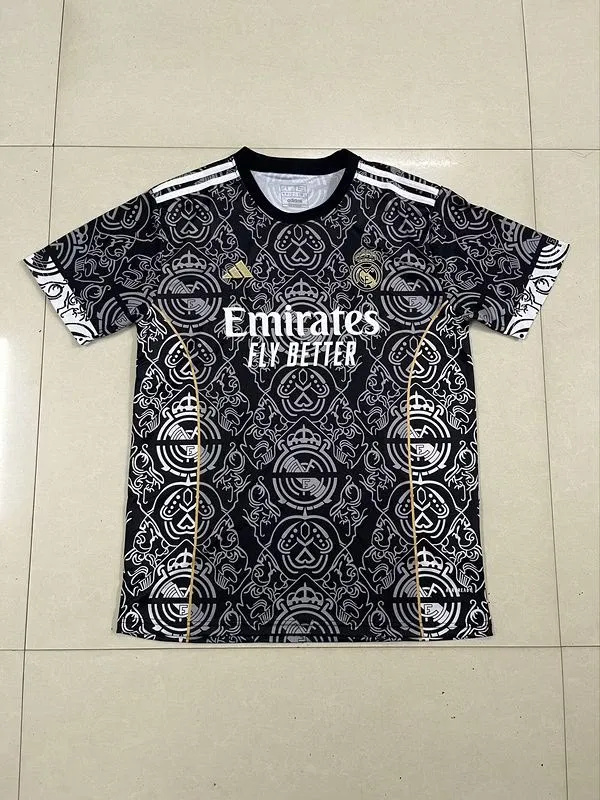 Real Madrid Black Pattern Jersey – Adidas Special Edition (Size S)