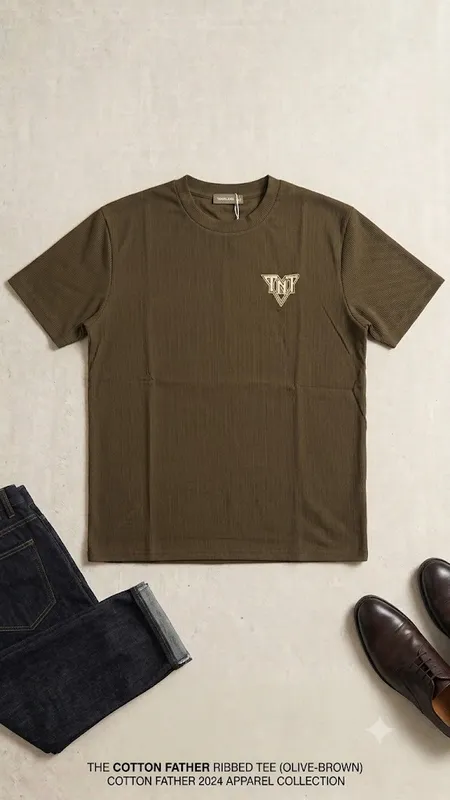Cotton Father Ribbed Tee – Olive Brown (TNT Logo) Size XXL