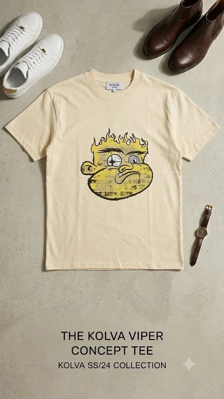 Kolva Viper Concept Tee – Cream Graphic T-Shirt | SS/24 Collection | Size XXXL