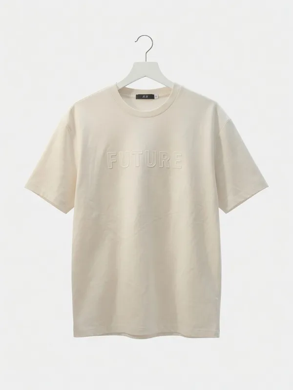 Kolva Future Embossed Tee – Cream Tonal T-Shirt | Size 3XL