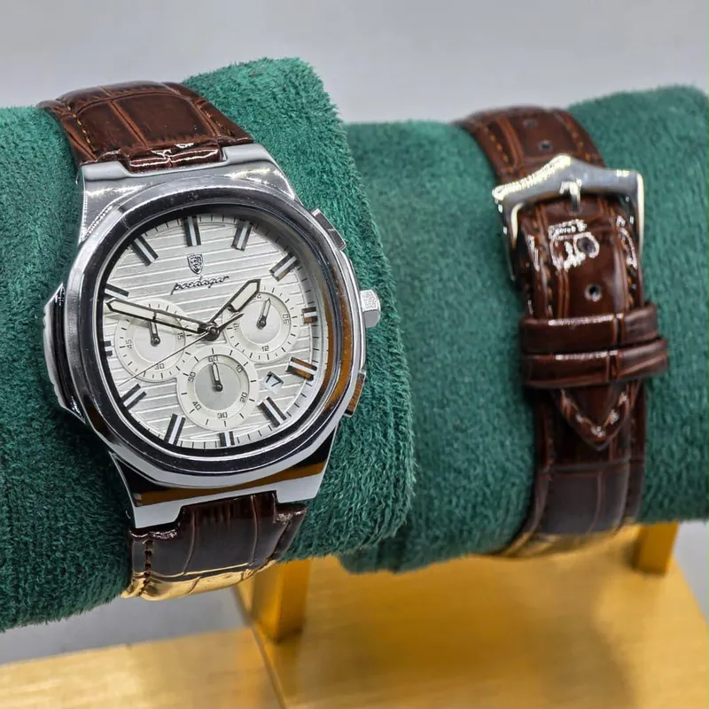 Poedager Prestige Leather Butterfly Buckle Watch